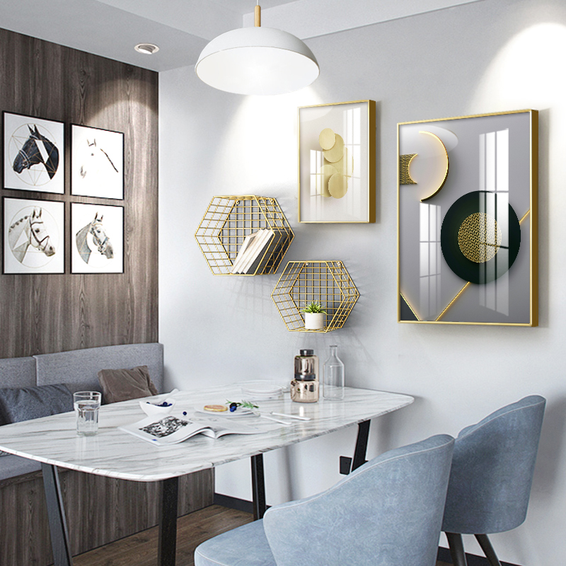 餐厅装饰画现代简约北欧饭桌背景墙面挂画轻奢高档级感抽象收纳壁